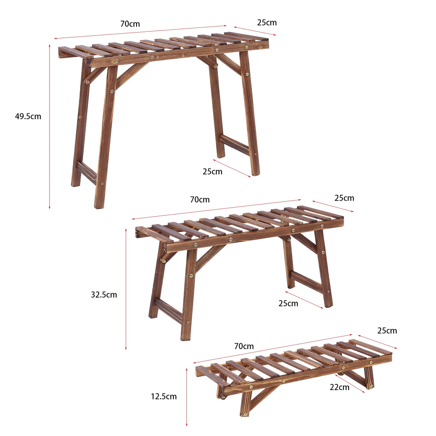 Three Tier Wood Plant Stand Vertical Shelf Indoor Outdoor Balcony
