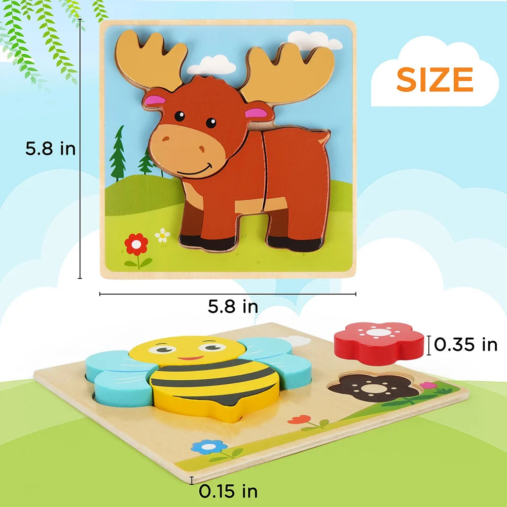 Animal Wooden Puzzles For Toddlers Educational Toys Pack Of 8