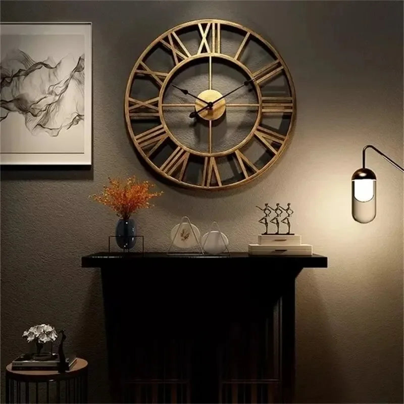 WOKLOK Modern 3D Wall Clock With Roman Numerals Metal Round