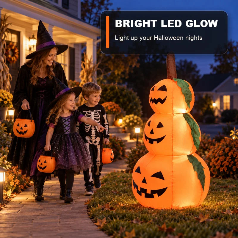 LED Halloween Inflatable Stacked Pumpkin Decoration with Built In Lights
