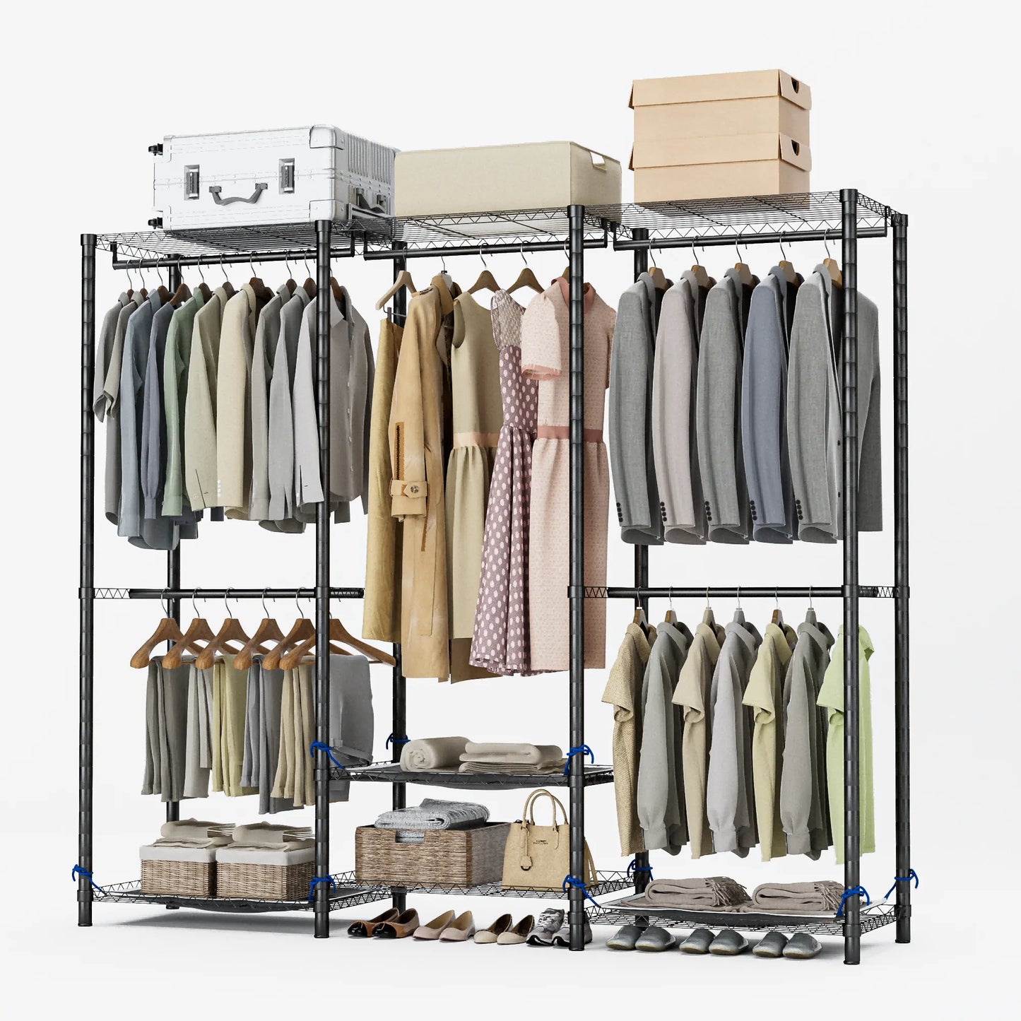 Freestanding Clothes Rack Organizer for Wardrobe Storage