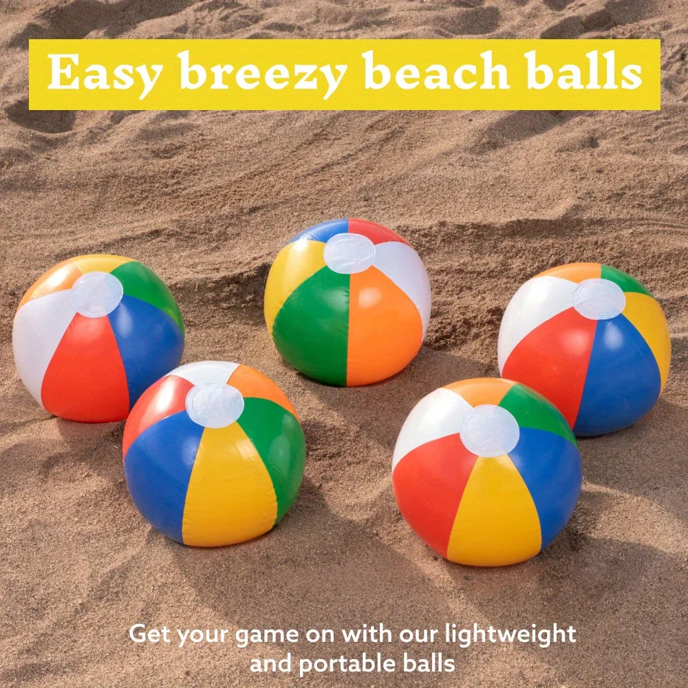 Joyfy Rainbow Beach Balls 12 Pack Inflatable Pool Toys Set