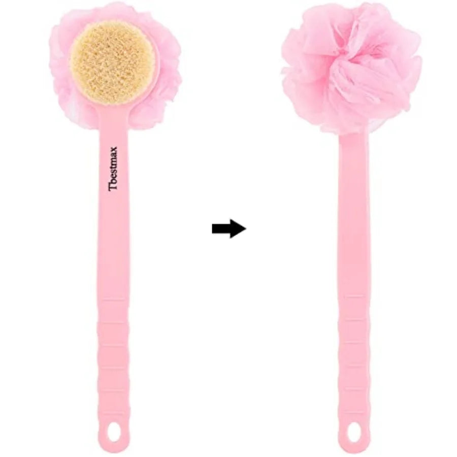 Loofah Back Scrubber Long Handle Shower Brush With Soft Mesh Sponge