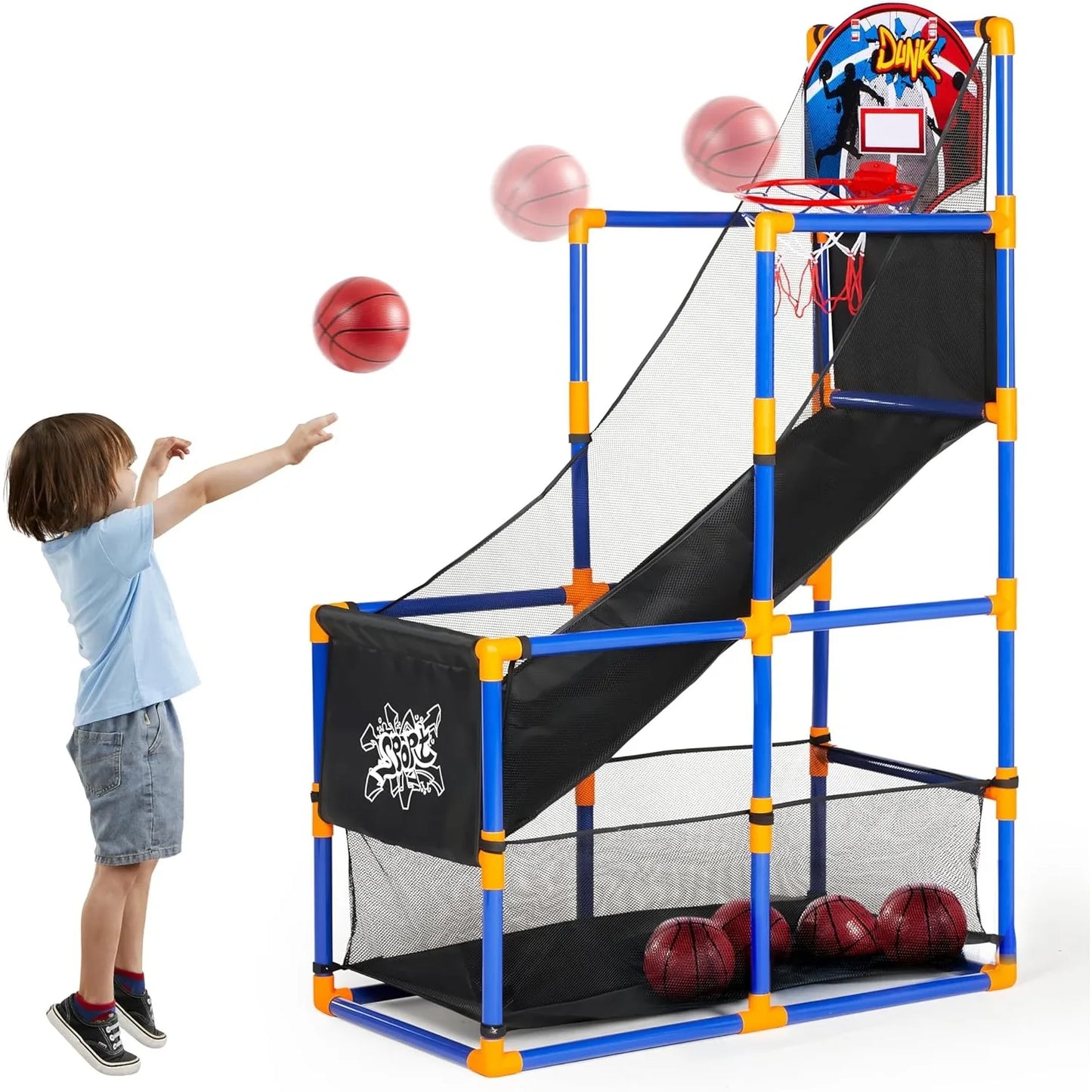 Joyfy Kids Arcade Basketball Game Set With Hoop And Balls