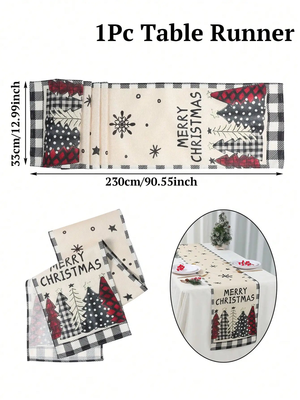 Christmas Floral Bow Table Runner Holiday Party Table Decoration