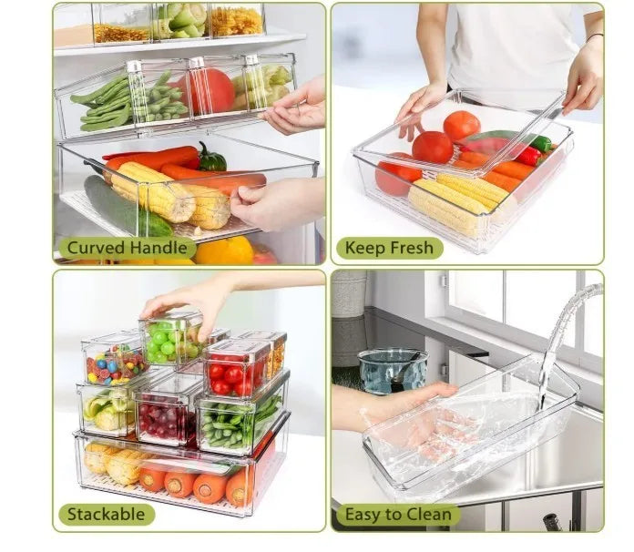 Stackable Refrigerator Organizer Bins 10 Pack Clear Fridge Storage Containers