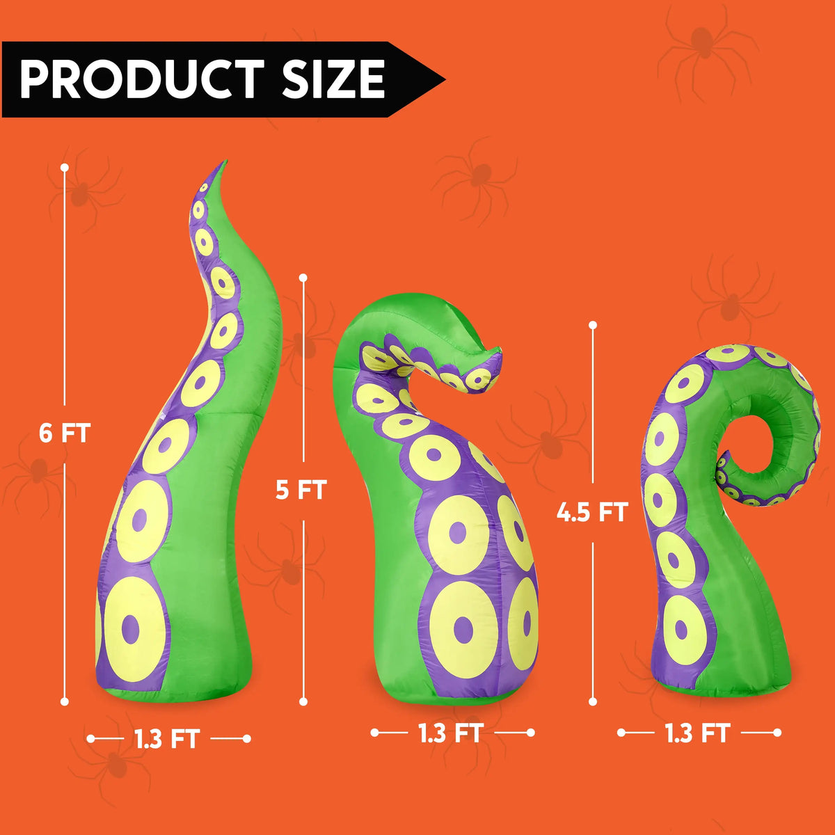 Joyfy Halloween Inflatable Octopus Tentacles With LED Window Decor
