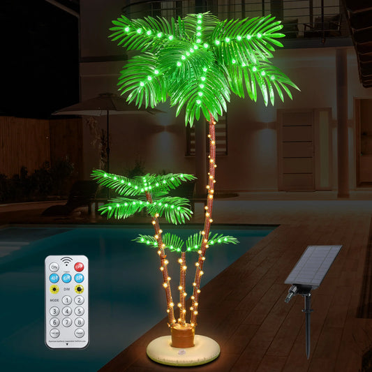 Solar Lighted Palm Tree Outdoor Christmas Decoration With 8 Modes