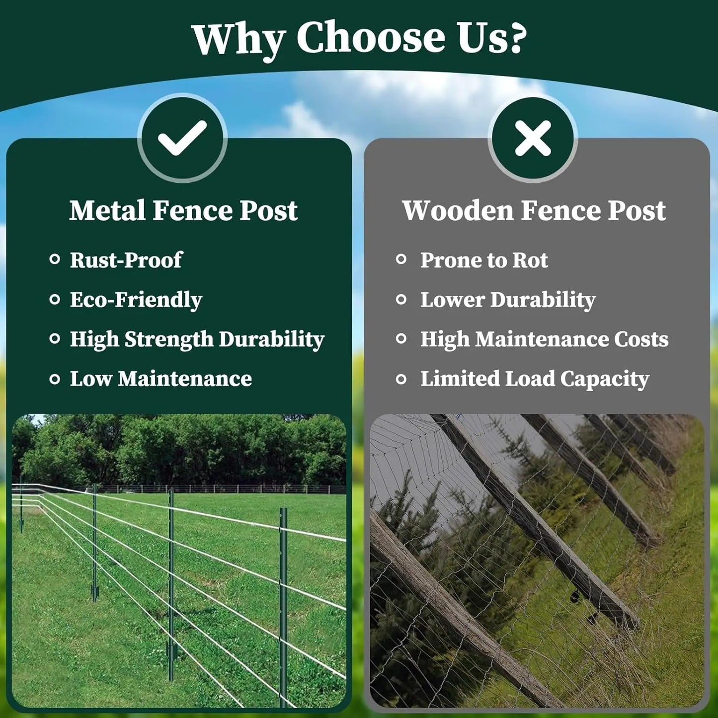 Heavy Duty Metal UPost Fence Stakes For Wire Fencing Anchors
