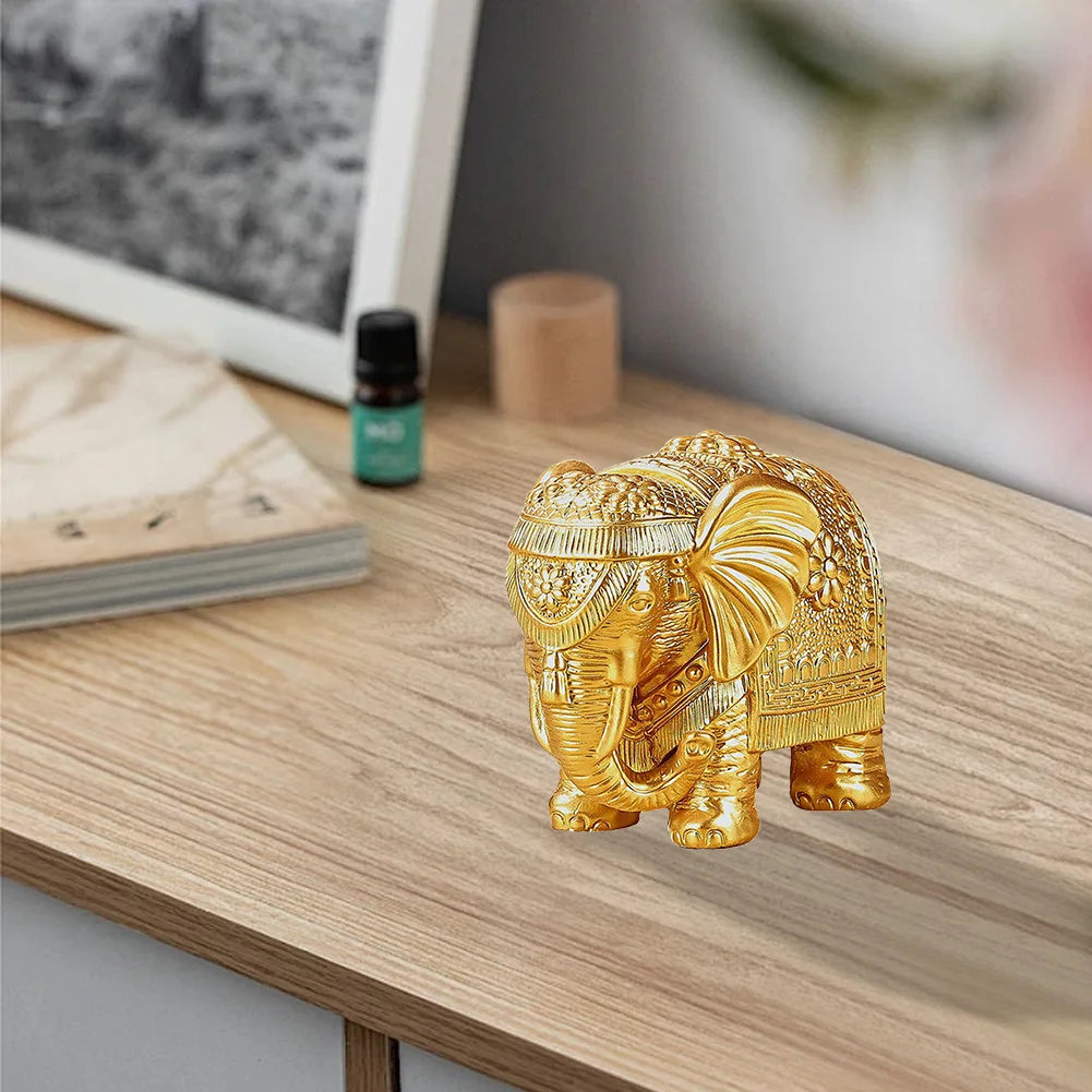 Elephant Statue Resin Figurine For Living Room Decor Wealth Luck