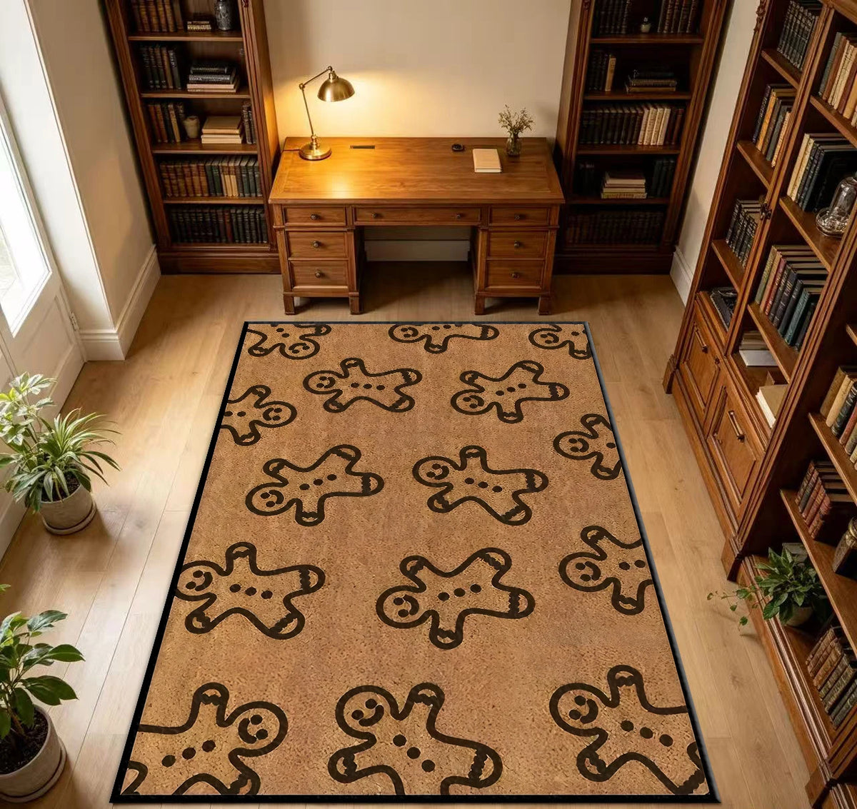 Gingerbread Man Cookie Christmas Festive Home Decor Area Rug