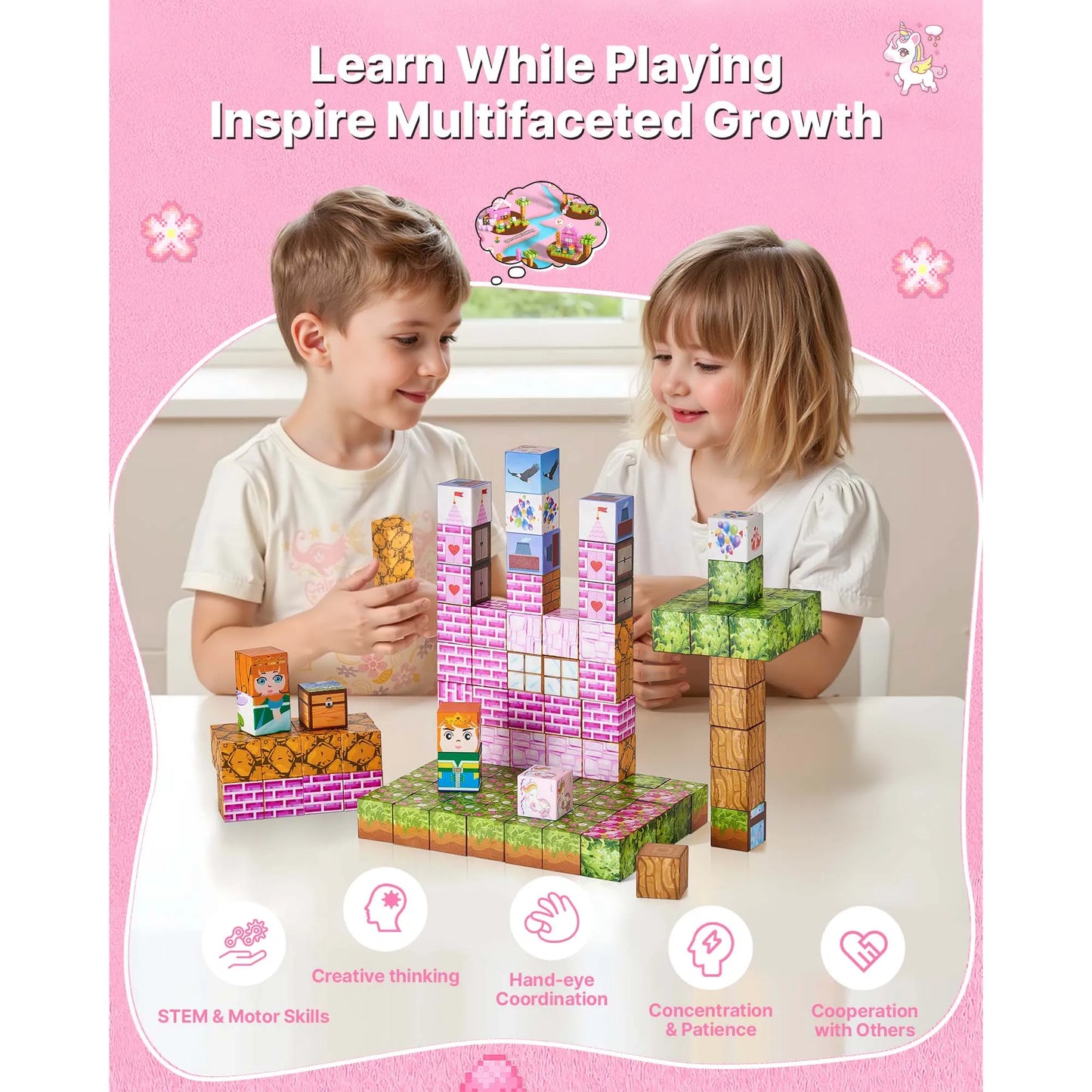 SucceBuy Magnetic Blocks Princess Castle Set for Kids