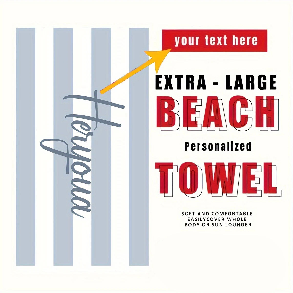 Personalized Striped Beach Towel Custom Name Microfiber Quick Dry
