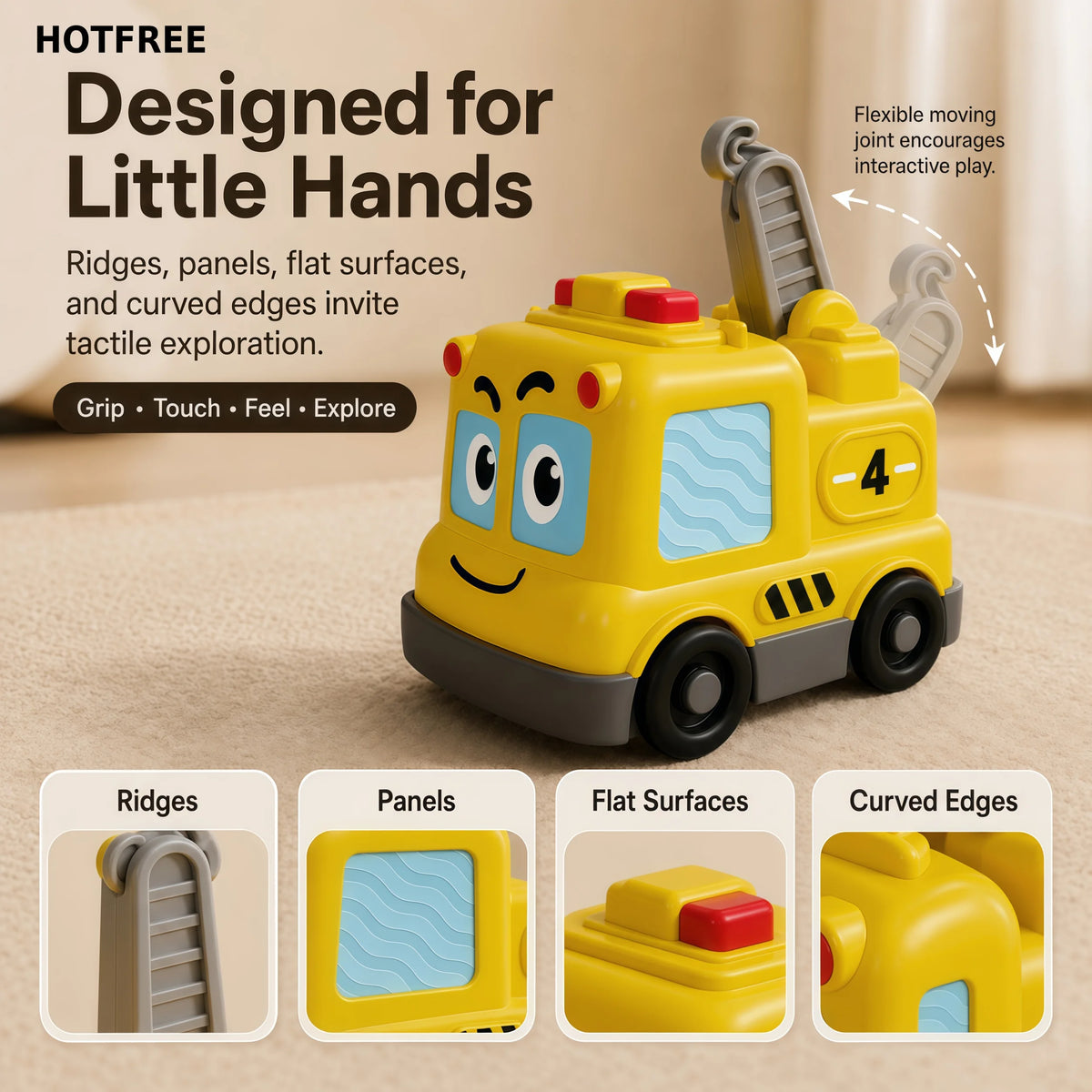 Montessori 4 In 1 Toy Cars Set With Illuminated Lights