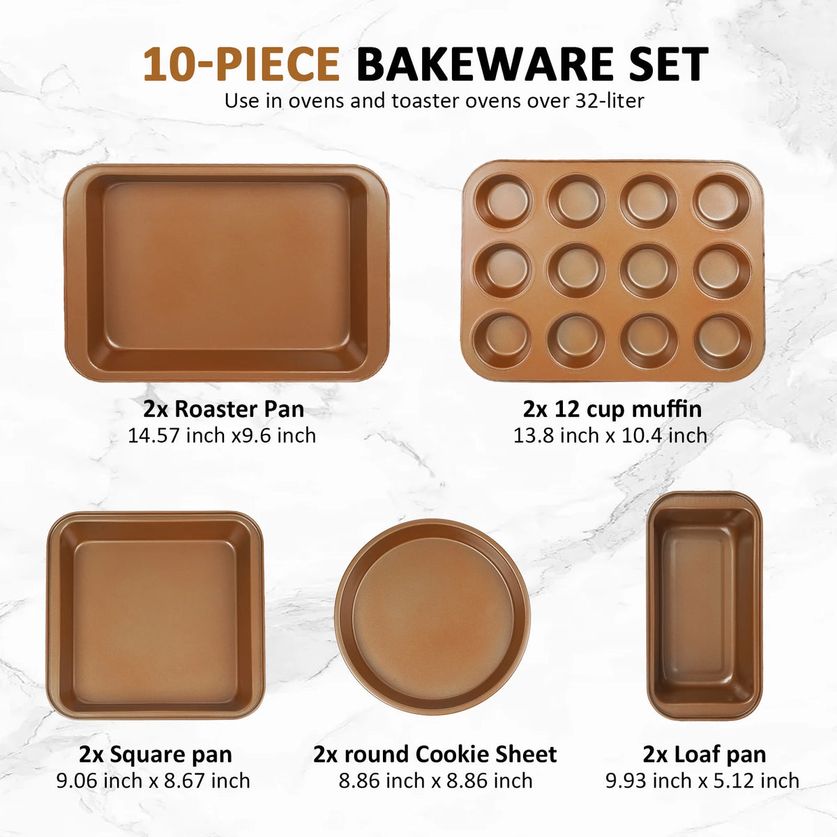 KOOMADE Nonstick Carbon Steel Bakeware Set for Baking
