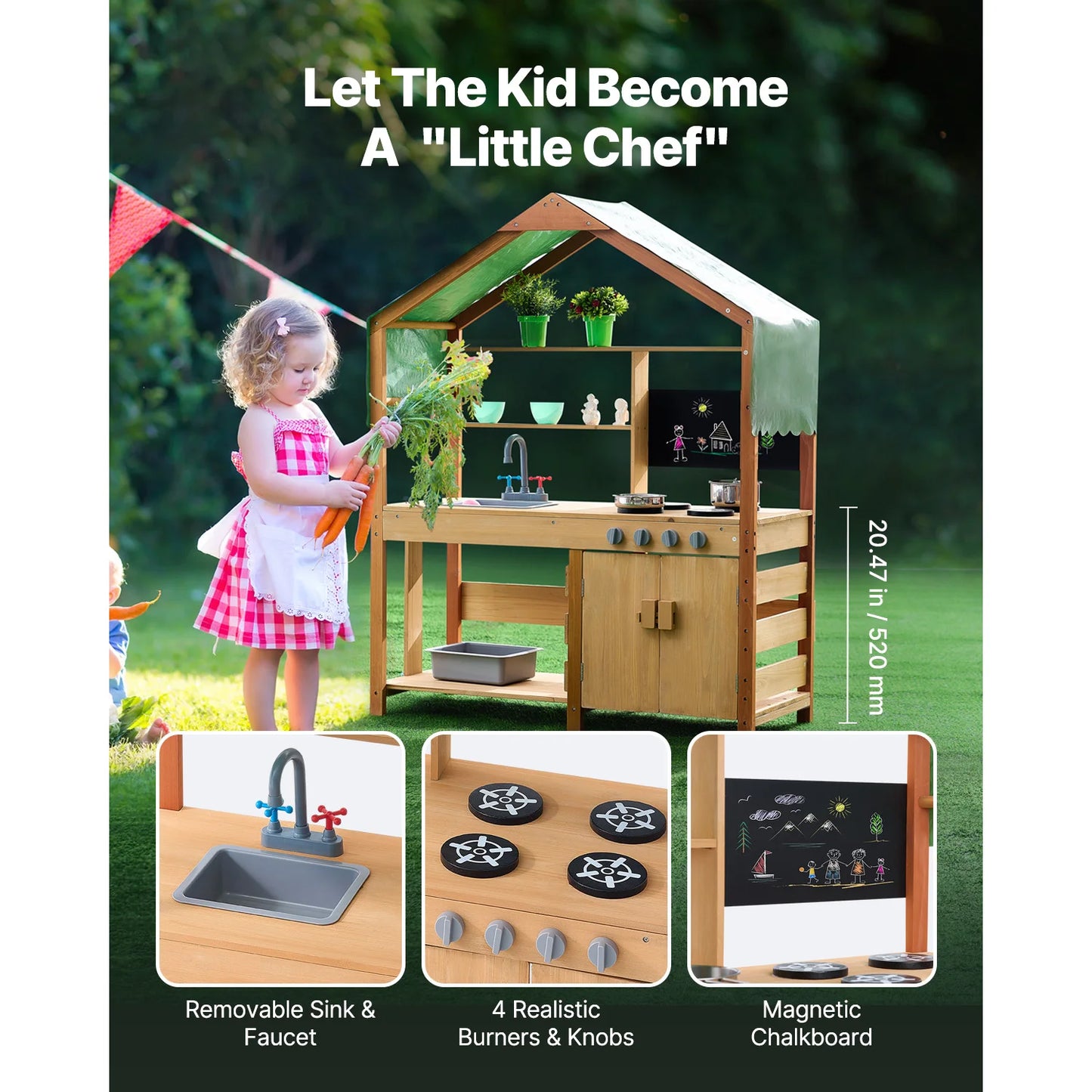 SucceBuy Mud Kitchen Playset With Stoves And Faucet For Kids