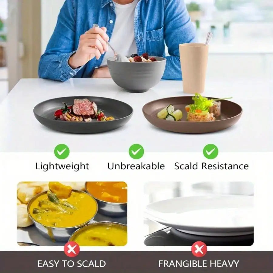 Wheat Straw Dinnerware Set ABS Durable Reusable Tableware Kit