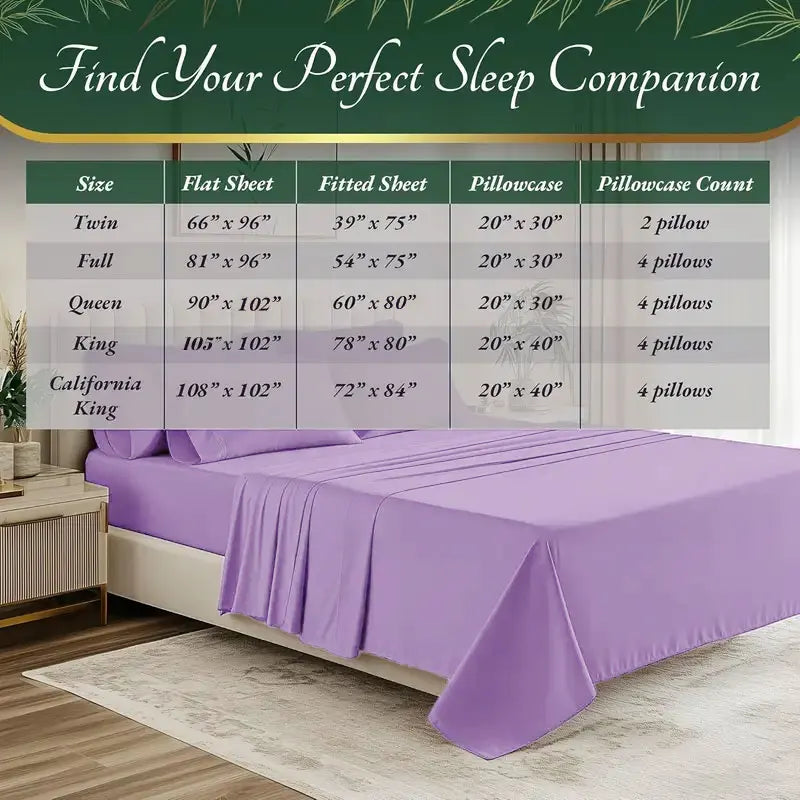 Breathable Bamboo Cooling Sheet Set For Hot Sleepers Bedding