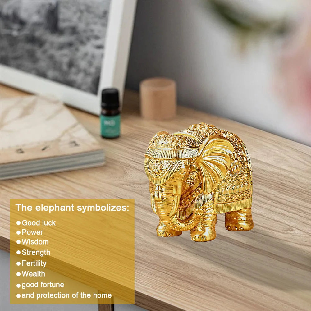 Elephant Statue Resin Figurine For Living Room Decor Wealth Luck