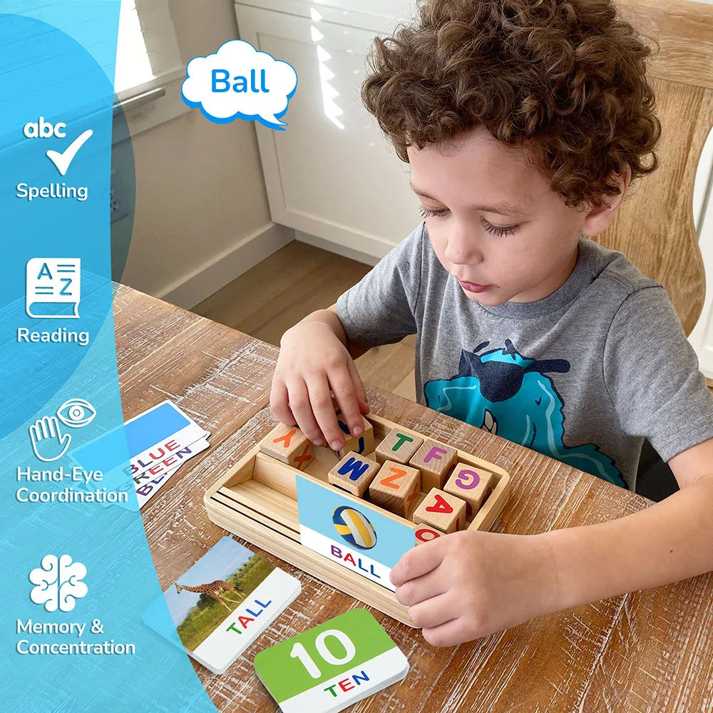 Spelling Games With Flash Cards Montessori Wooden Letter Matching