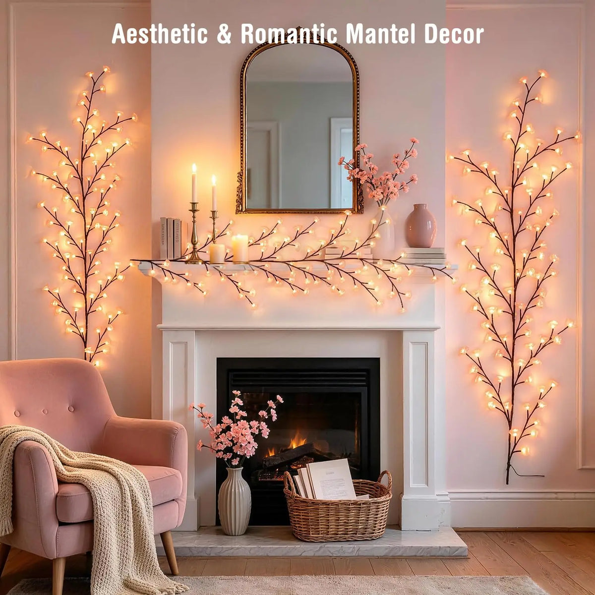 Cherry Blossom Vine LED Lights With Remote For Room Decor