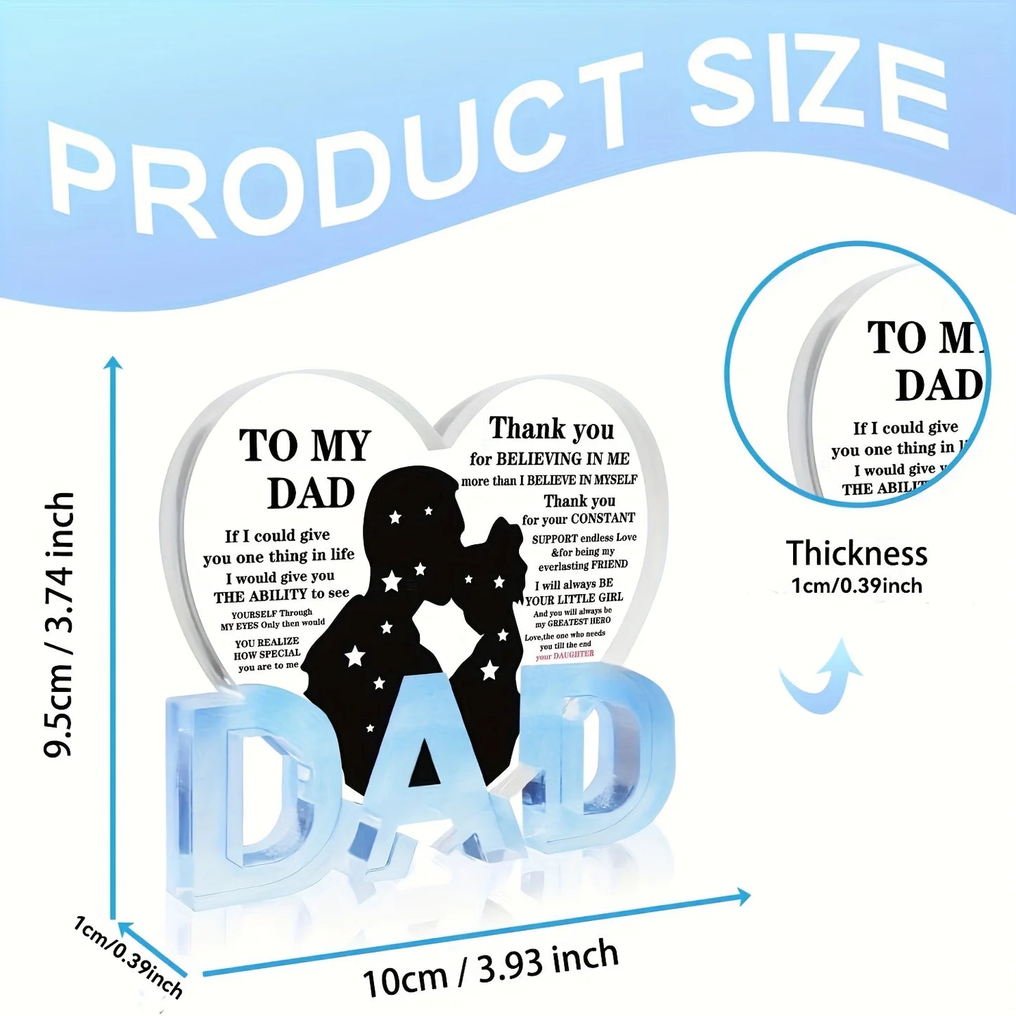 Thank You Dad Acrylic Heart Plaque Gifts From Daughter