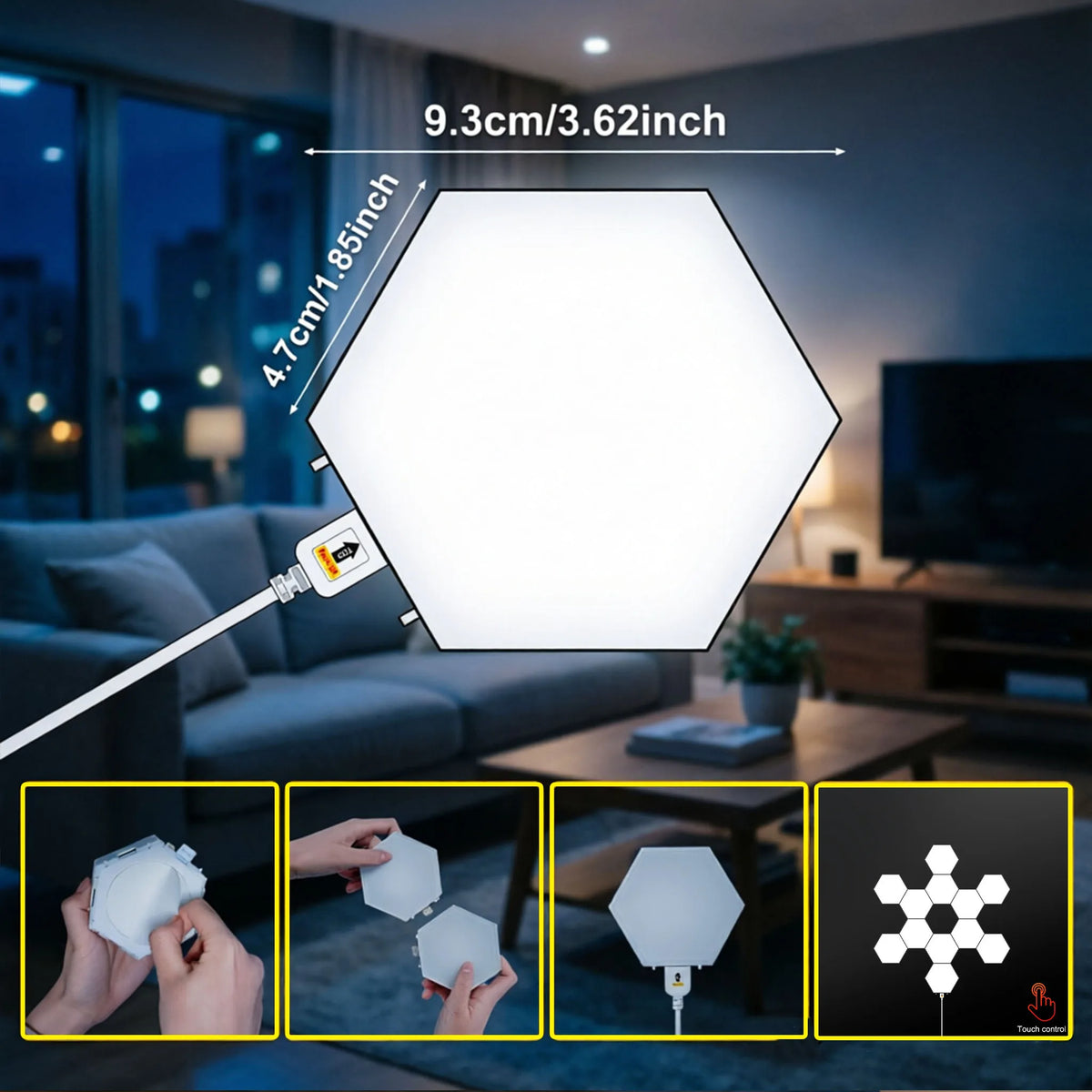 Fivemi Modular Hexagon LED Wall Lights With Touch Control