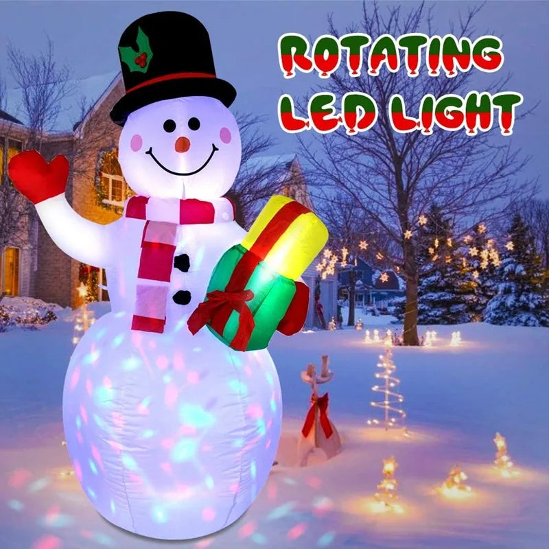 Christmas Inflatable Snowman With Rotating LED Lights Outdoor Decor