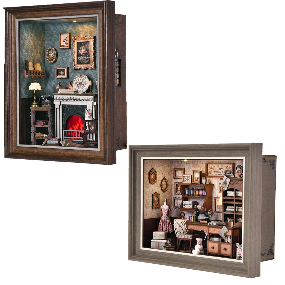 ASLOWSNAIL Book Nook Kit Tailor's Shop DIY 3D Dollhouse