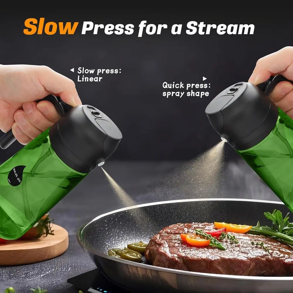 2 In 1 Olive Oil Sprayer Dispenser Glass Bottle Kitchen