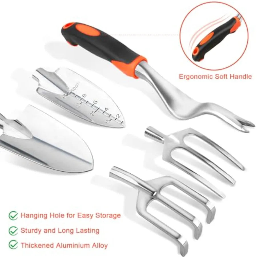 Garden Tools Set 8 Pcs With Non Slip Ergonomic Handles And Storage Bag