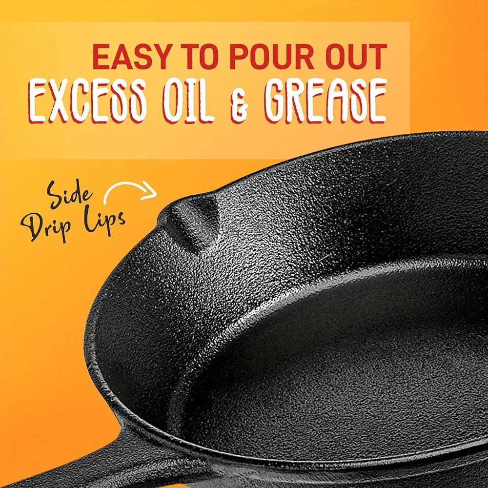 AEDG 3 Piece Cast Iron Skillet Set