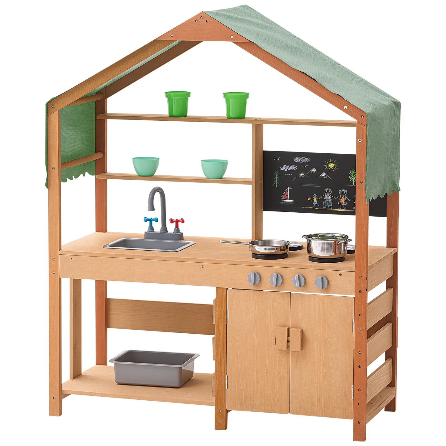 SucceBuy Mud Kitchen Playset With Stoves And Faucet For Kids