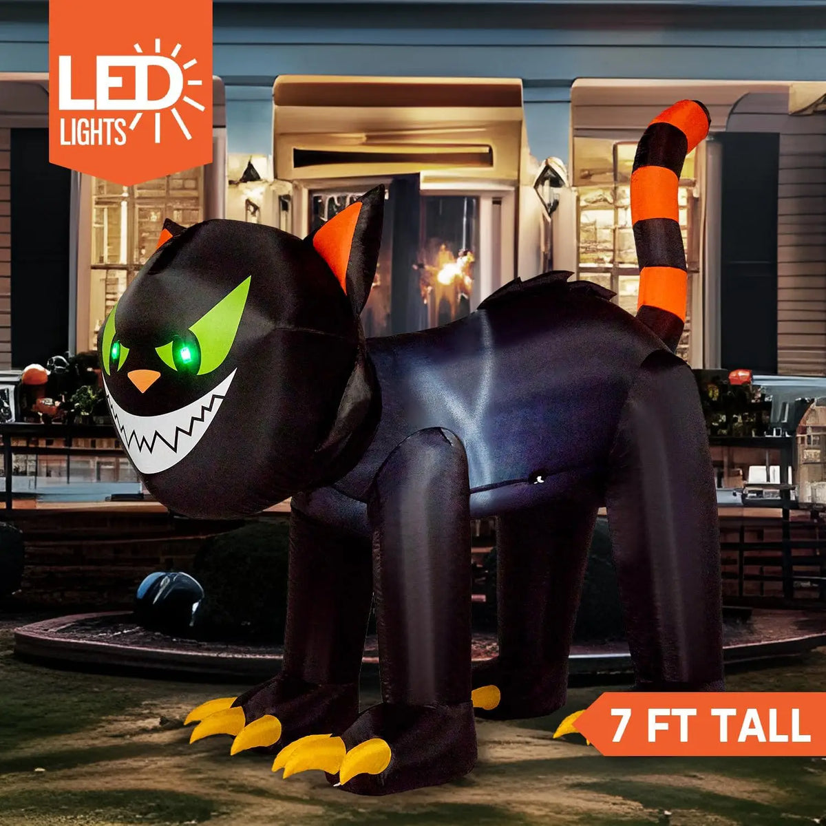Joyfy Halloween Inflatable Crawling Cat Outdoor Yard Lighted Decoration