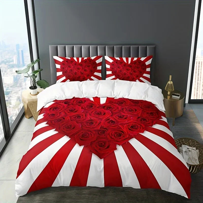 YHXSLYCN Three Piece Duvet Cover Set With Letter Print