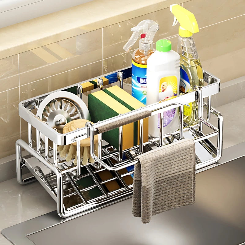 Stainless Steel Dish Rack Extendable Drainers With Cutlery Holder