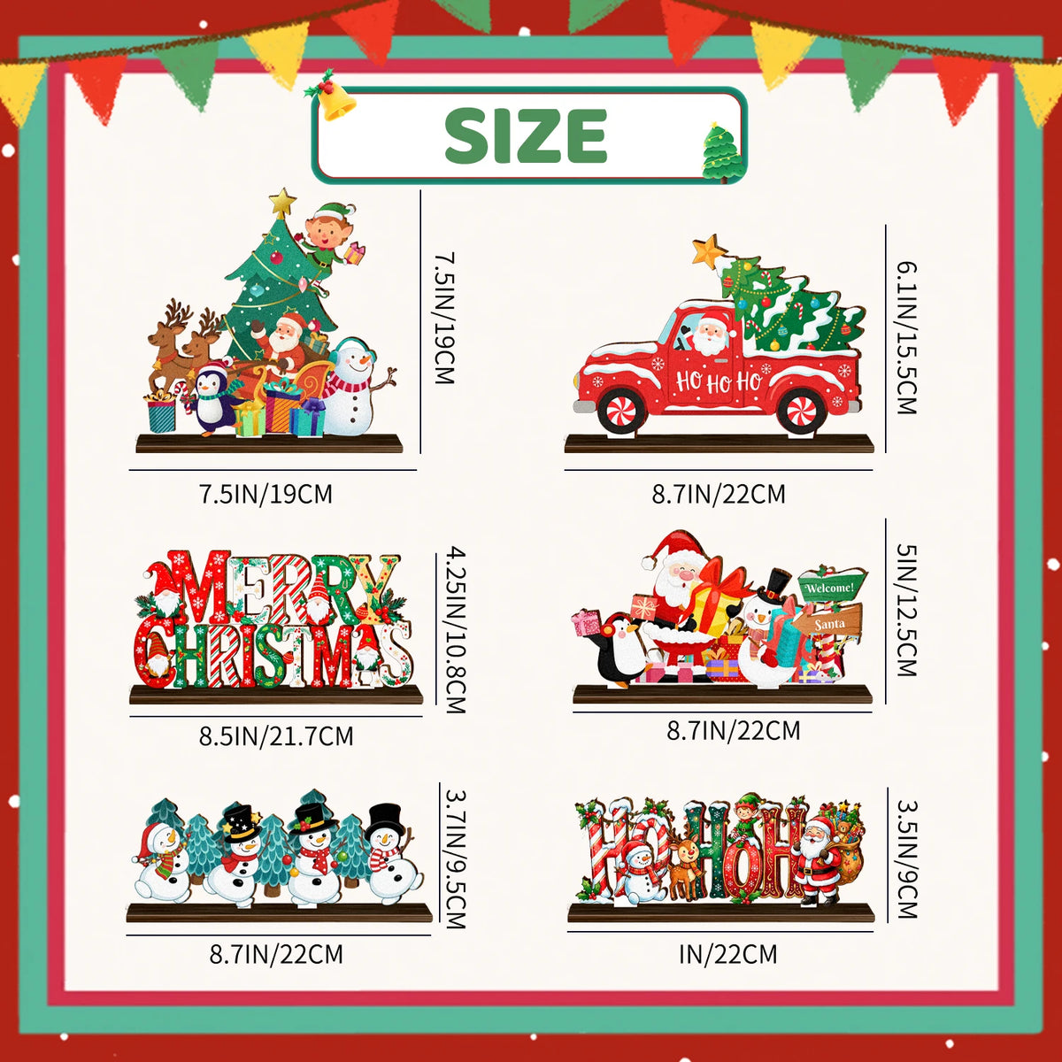 Christmas Wooden Tabletop Ornaments for Festive Holiday Table Decor