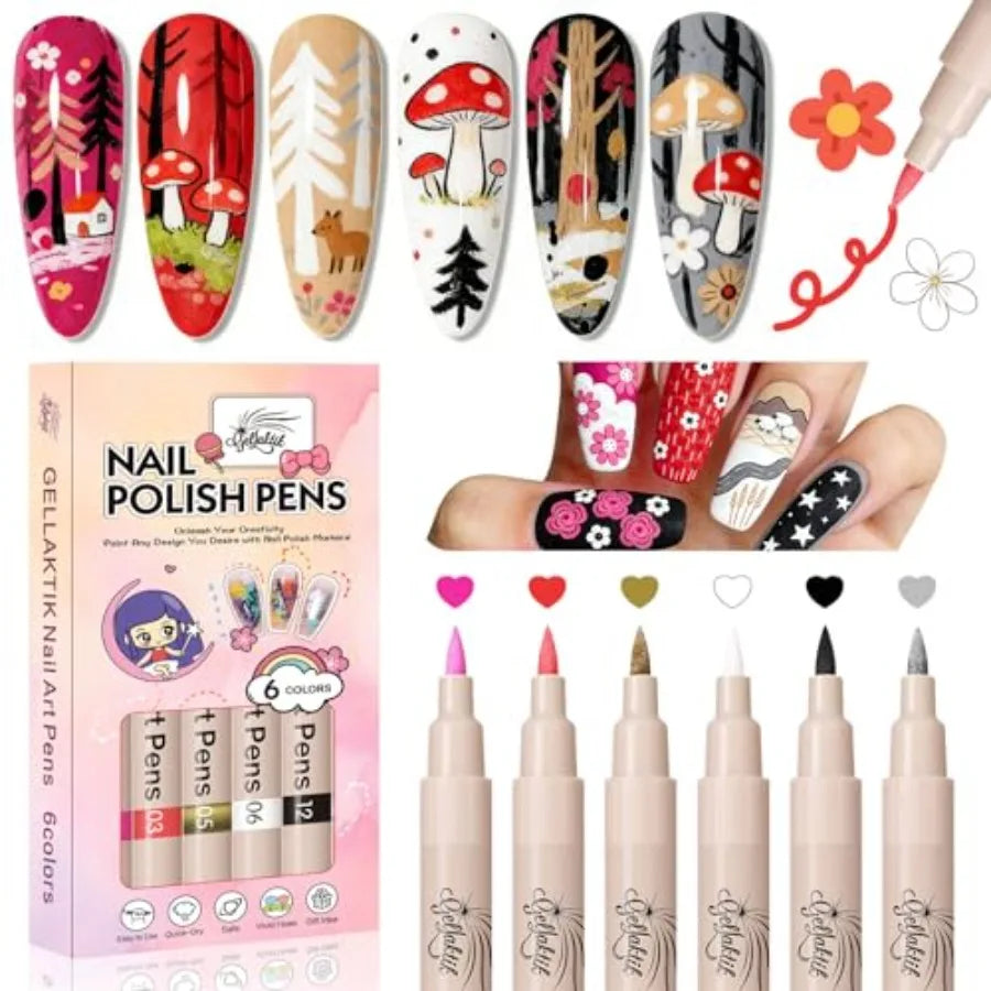 12 Colors Nail Art Pens Set 0.7mm Quick Drying Acrylic Markers For DIY