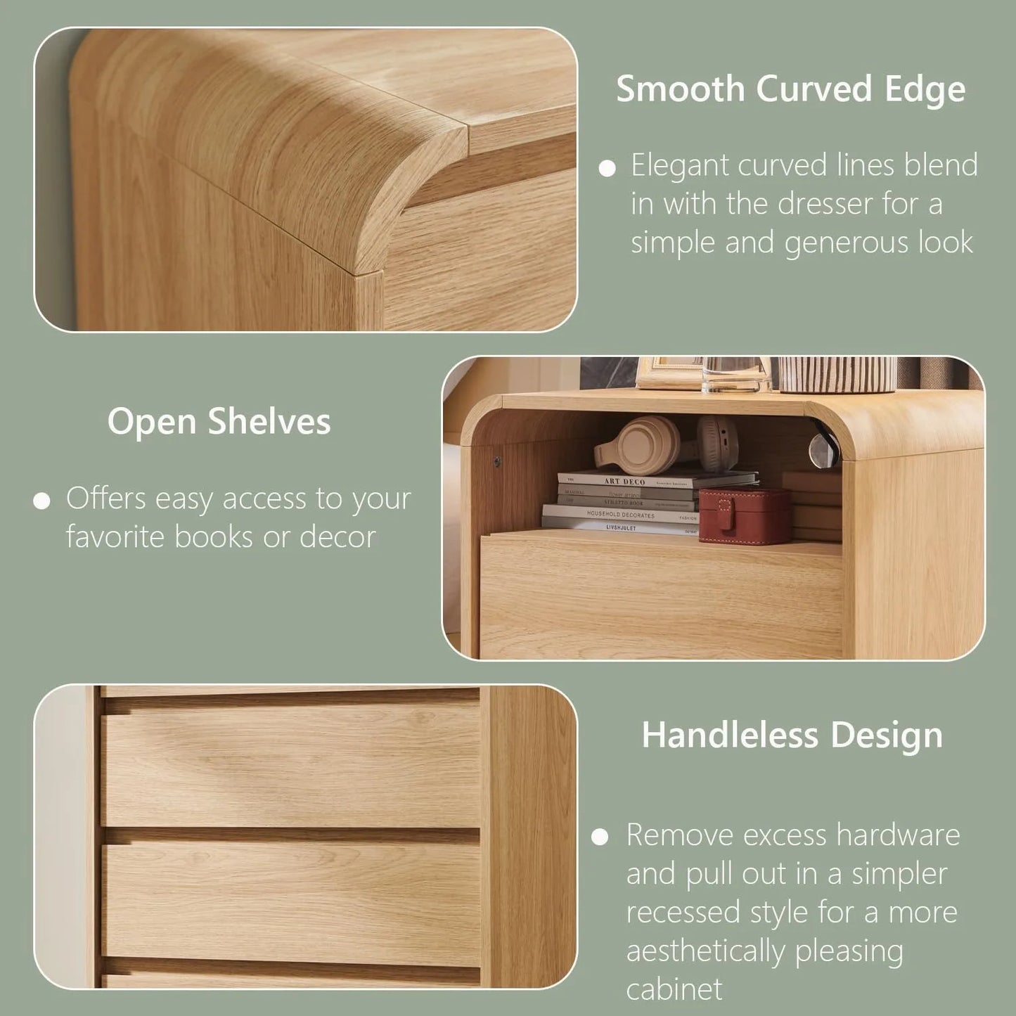 Wooden Nightstand With Charging Station And Two Storage Drawers