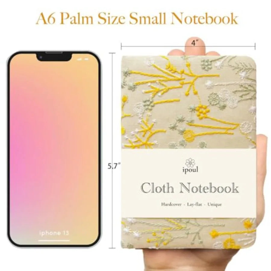 Embroidered Pocket Notebook for Women Hardcover 264 Pages