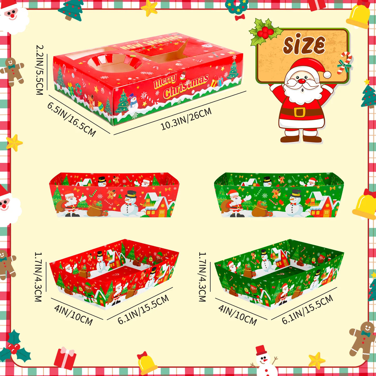 Premium Christmas Paper Snack Trays For Holiday Party Decor