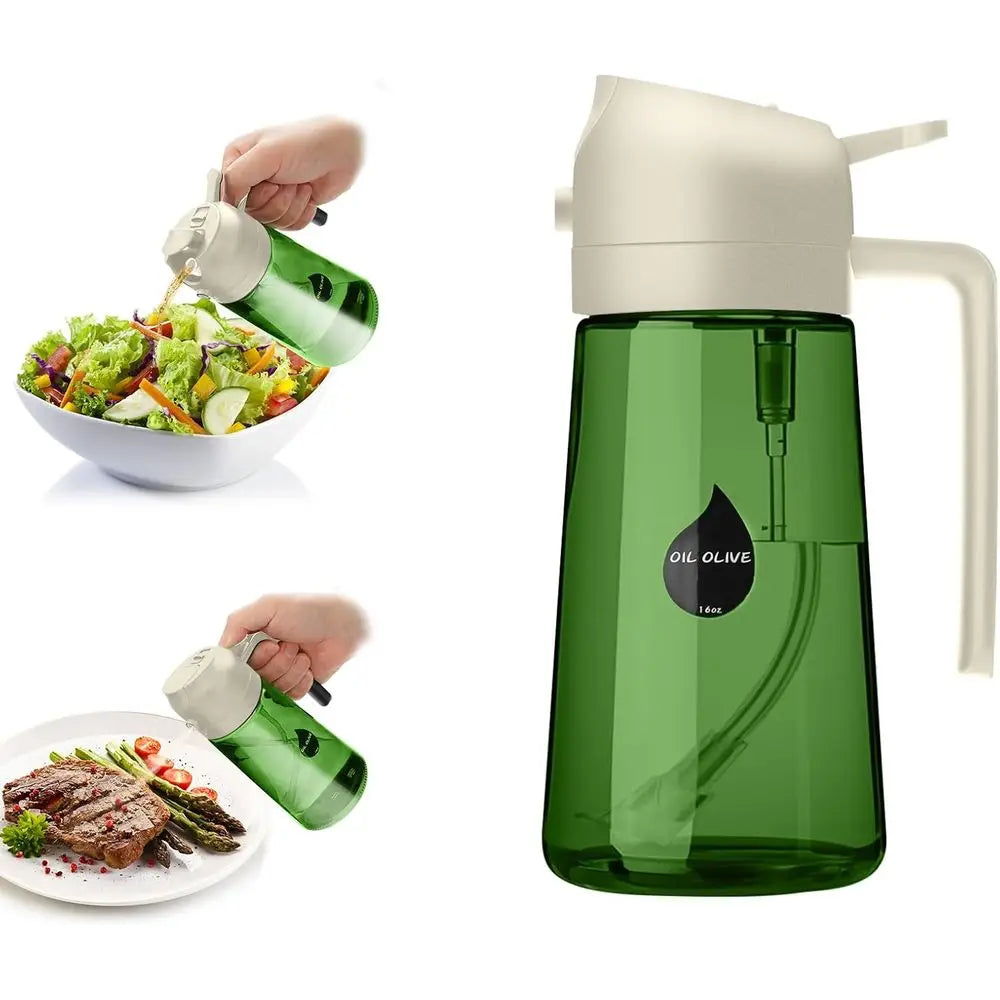 2 In 1 Olive Oil Sprayer Dispenser Glass Bottle Kitchen