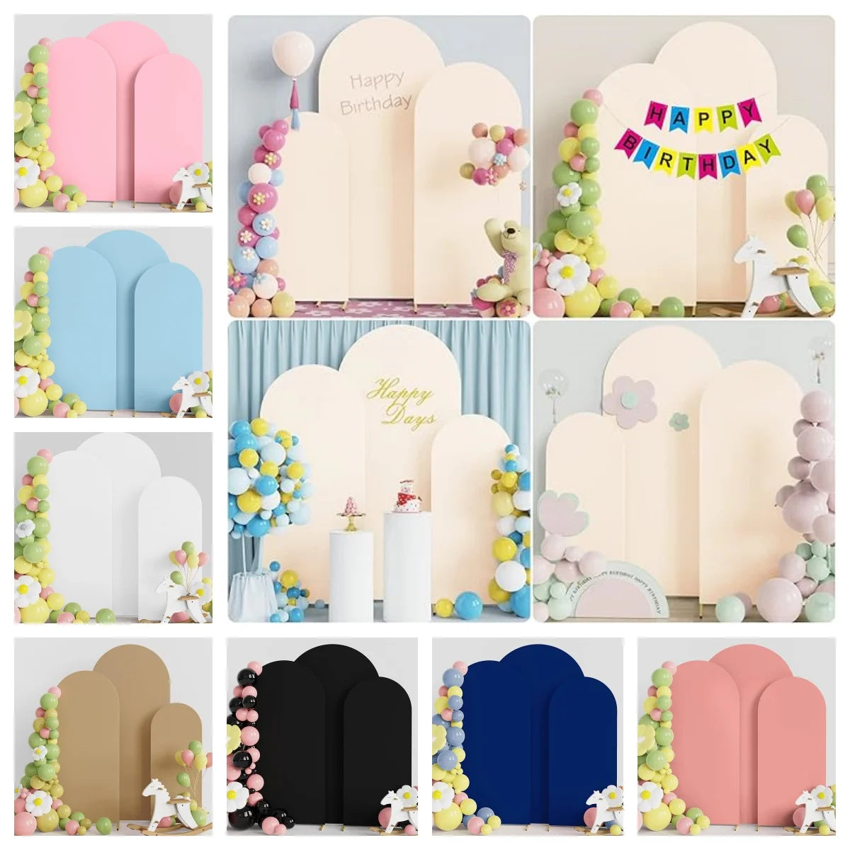 Three Piece Elastic Fabric Backdrop Covers For Birthday And Wedding