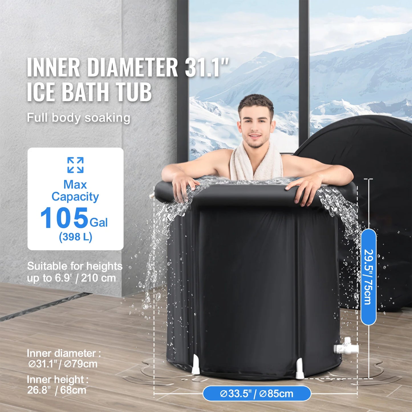 SucceBuy Ice Bath Tub Cold Water Therapy Plunge Pool Portable