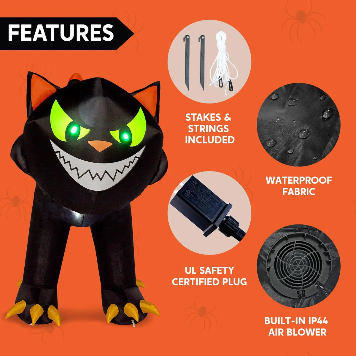 Joyfy Halloween Inflatable Crawling Cat Outdoor Yard Lighted Decoration