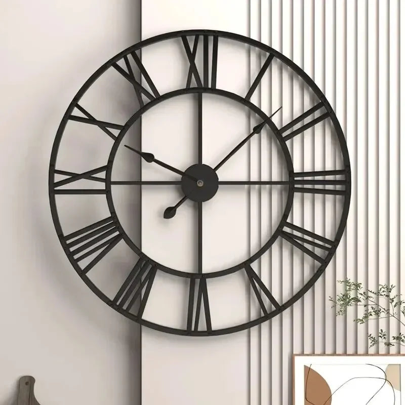 WOKLOK Modern 3D Wall Clock With Roman Numerals Metal Round