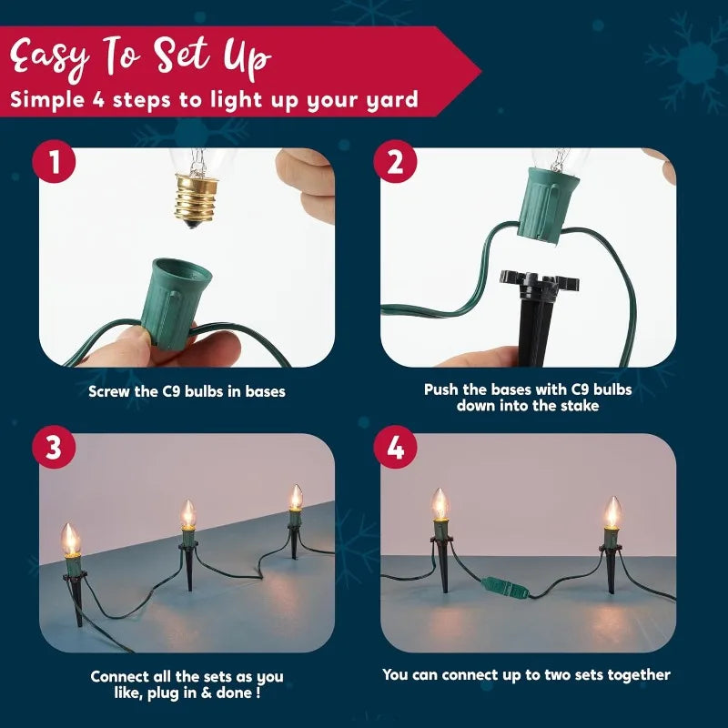Joyfy C9 Christmas Pathway Lights Outdoor Holiday Yard Decorations