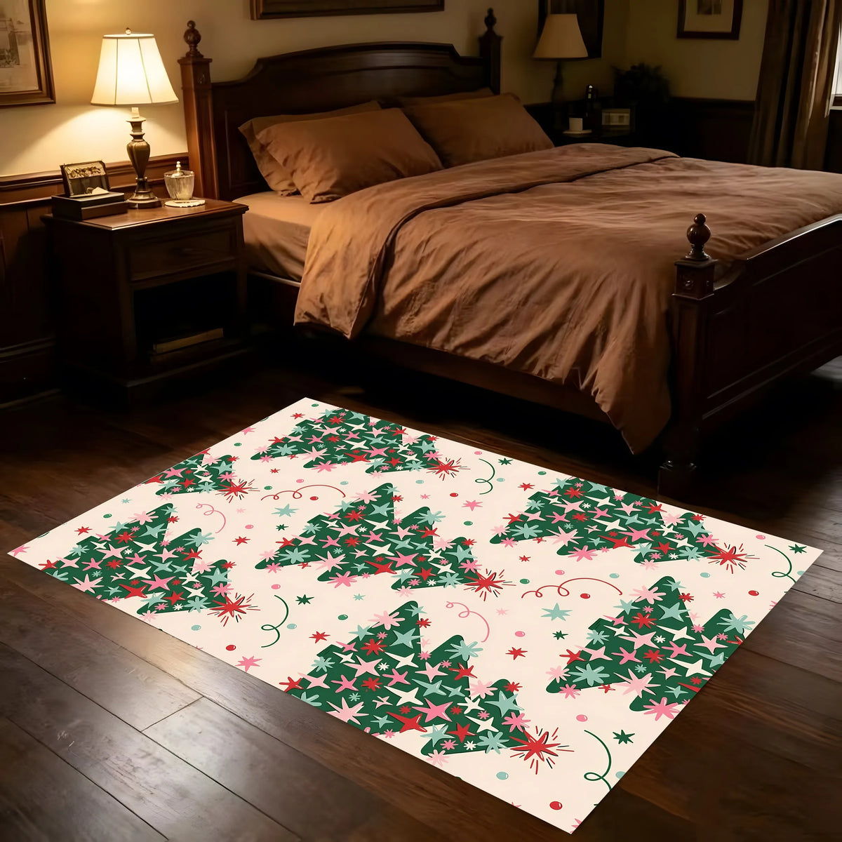 Cute Velvet Star Christmas Tree Carpet for Home Holiday Decor