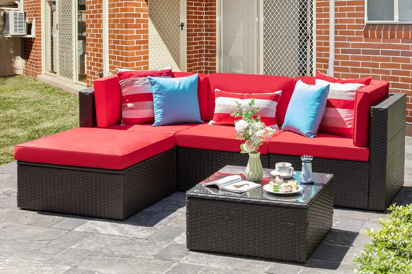 Outdoor All Weather PE Wicker Patio Sectional Sofa Set