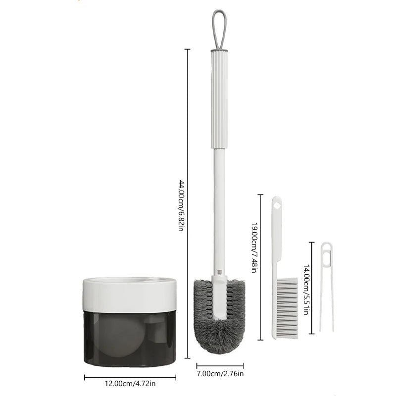 Multi Functional Wall Mounted Toilet Brush Set With Silicone Bristles